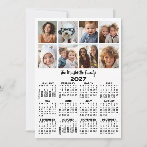 2027 Calendar with 8 Photos - Mod Minimal Holiday Card