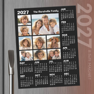 2027 Calendar with 9 Photos - Year Magnetic Dry Erase Sheet