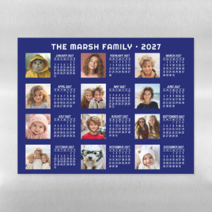 2027 Calendar with a Picture for Each Month - Blue Magnetic Dry Erase Sheet