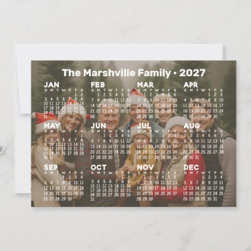 2027 Calendar with Background Photo Holiday Card