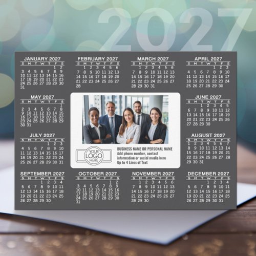 2027 Calendar with logo Contact Information Holiday Card
