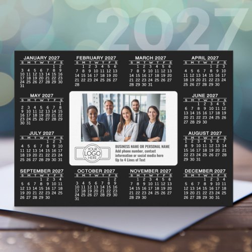 2027 Calendar with logo Contact Information Holiday Card