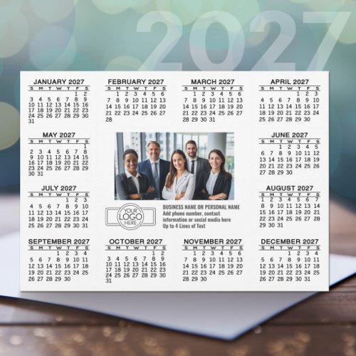 2027 Calendar with logo Contact Information Holiday Card