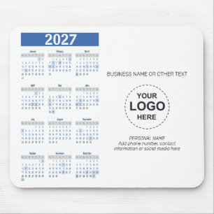 2027 Calendar with logo, Contact Information Mouse Pad