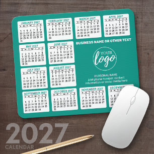 2027 Calendar with logo, Contact Information Mouse Pad