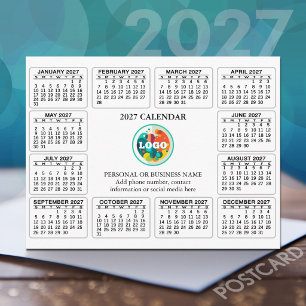 2027 Calendar with logo Contact Information Postcard