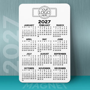2027 Calendar with Logo Minimalist Black White Magnet