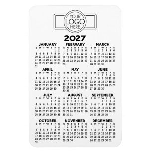 2027 Calendar with Logo Minimalist Black White Magnet
