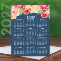 2027 Calendar with Painted Watercolor Flowers