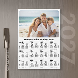 2027 Calendar with Photo Custom Text Magnetic Card