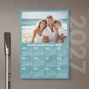 2027 Calendar with Photo Custom Text Magnetic Card