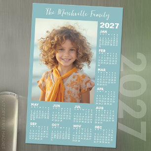 2027 Calendar with Photo - Dusty Blue Magnetic Dry Erase Sheet