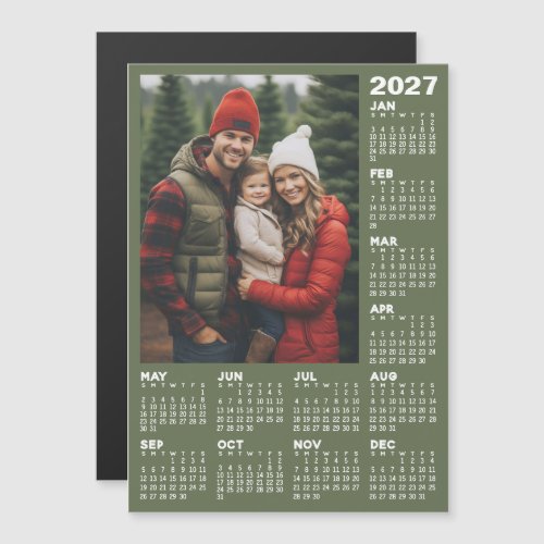 2027 Calendar with Photo - Full Year Magnetic Card