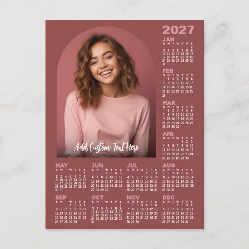 2027 Calendar with Photo - Full Year Postcard
