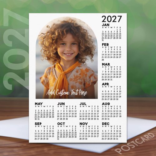 2027 Calendar with Photo - Full Year Postcard