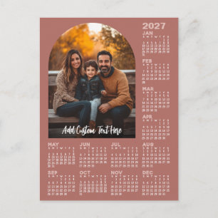 2027 Calendar with Photo - Full Year Terra Cotta Holiday Postcard