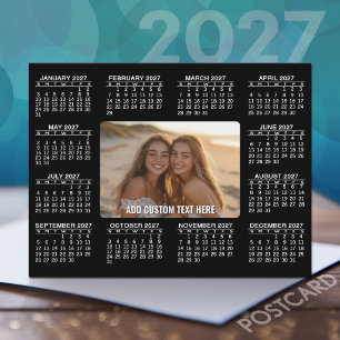 2027 Calendar with Photo in Center - Black White Postcard