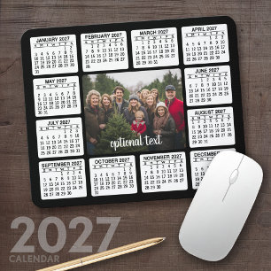 2027 Calendar with Photo in the Center Black White Mouse Pad