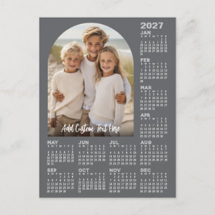 2027 Calendar with Photo - Modern Arch Holiday Postcard