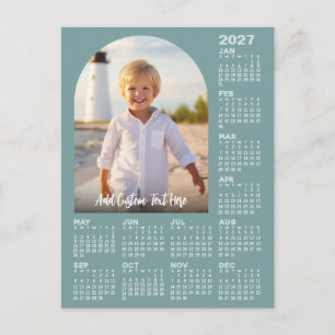 2027 Calendar with Photo - Modern Arch Holiday Postcard