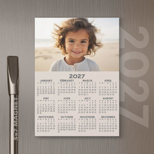 2027 Calendar with Photo - Year View Magnetic Card