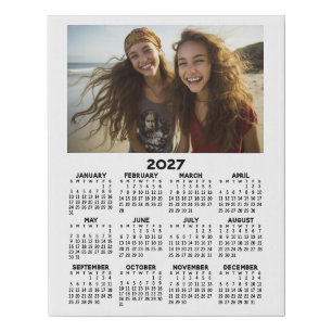 2027 Calendar with Photo - Year View Minimal Faux Canvas Print