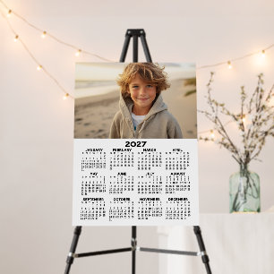 2027 Calendar with Photo - Year View Minimal Foam Board