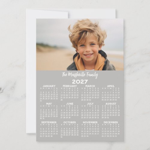2027 Calendar with Photo - Year View Minimal Holiday Card
