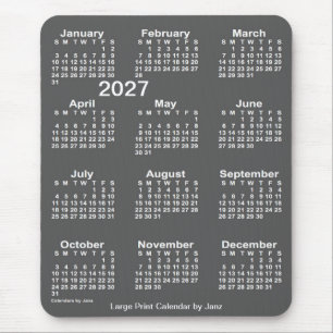 2027 Charcoal Large Print Calendar by Janz Mouse Pad