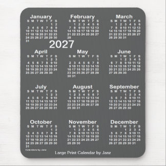 2027 Charcoal Large Print Calendar by Janz Mouse Pad