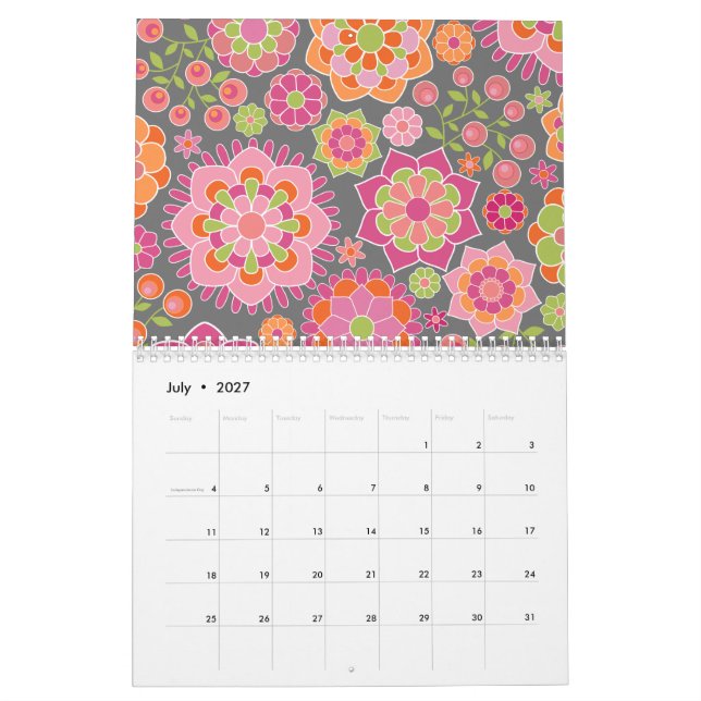 2027 - Chic Girly Patterns Calendar (Jul 2027)