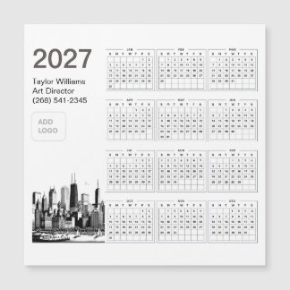 2027 Chicago Skyline Logo Minimalist Calendar Card