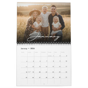 2027 Custom Family Photo Modern Elegant Script  Calendar