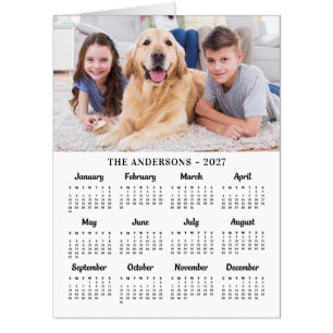 2027 Custom Photo 12 Month New Year Calendar Card