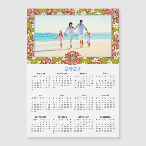 2027 Custom Photo Retro Floral Calendar