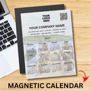 2027 Dock Water Magnet Calendar Business Logo QR