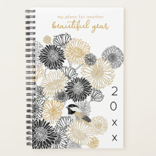 2027 Elegant Floral and Chickadee Monthly Planner