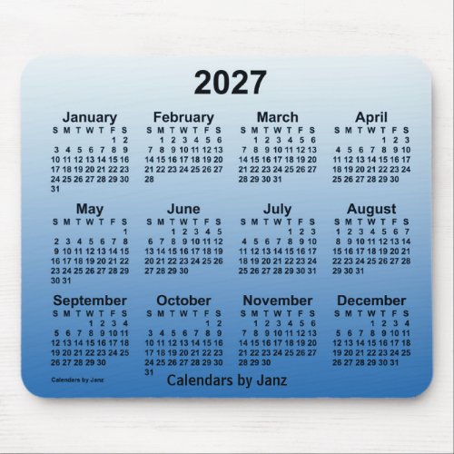 2027 Faded Blue Calendar by Janz Mouse Pad