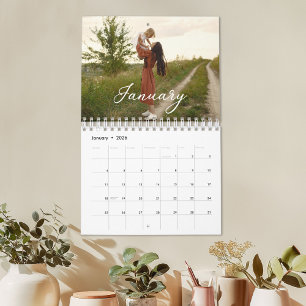 2027 Family Custom Photo Chic Script Calendar