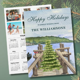 2027 Festive 6 Photo Personalized 2027 Calendar  Holiday Card