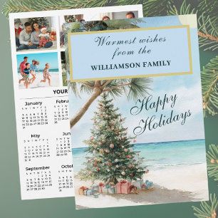 2027 Festive 6 Photo Personalized 2027 Calendar  Holiday Card