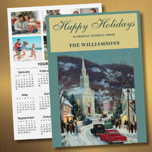 2027 Festive 6 Photo Personalized 2027 Calendar  Holiday Card