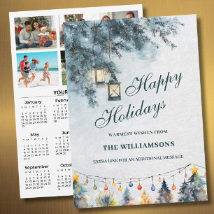 2027 Festive 6 Photo Personalized 2027 Calendar  Holiday Card