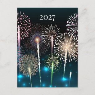 2027 Fireworks, Happy New Year Postcard