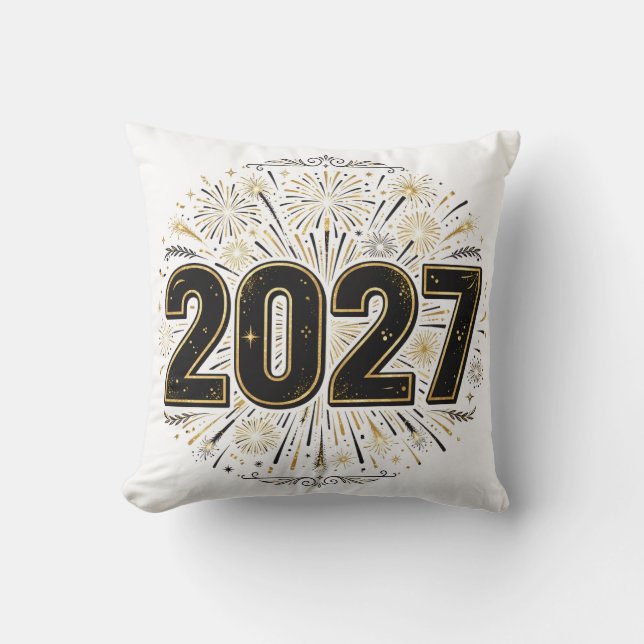 2027 Fireworks Throw Pillow (Front)