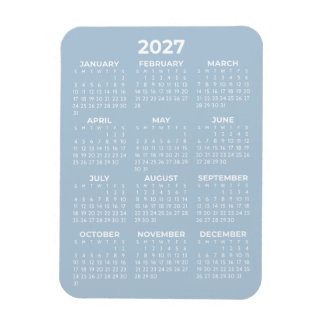 2027 Full Year Calendar Basic Minimal Mini Blue Magnet