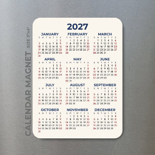 2027 Full Year Calendar Your Colours Mini Magnet