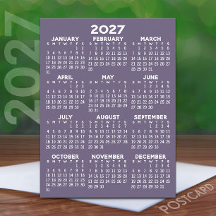 2027 Full Year View Calendar - Basic Minimal  Postcard
