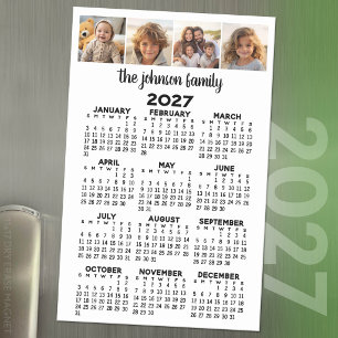 2027 Full Year View Calendar with 4 photos Magnetic Dry Erase Sheet