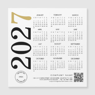 2027 Gold White Calendar Logo QR Code Business